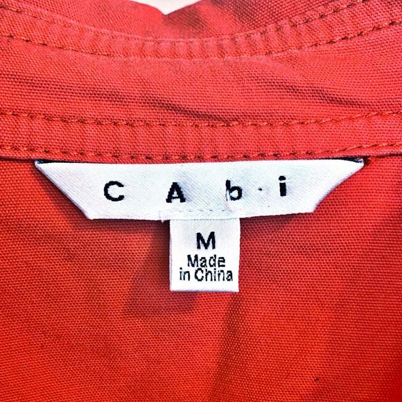 CAbi Taylor Utility Jacket Medium Ruffle Back "Vintage Lobster" Red Orange Coral - Picture 5 of 6